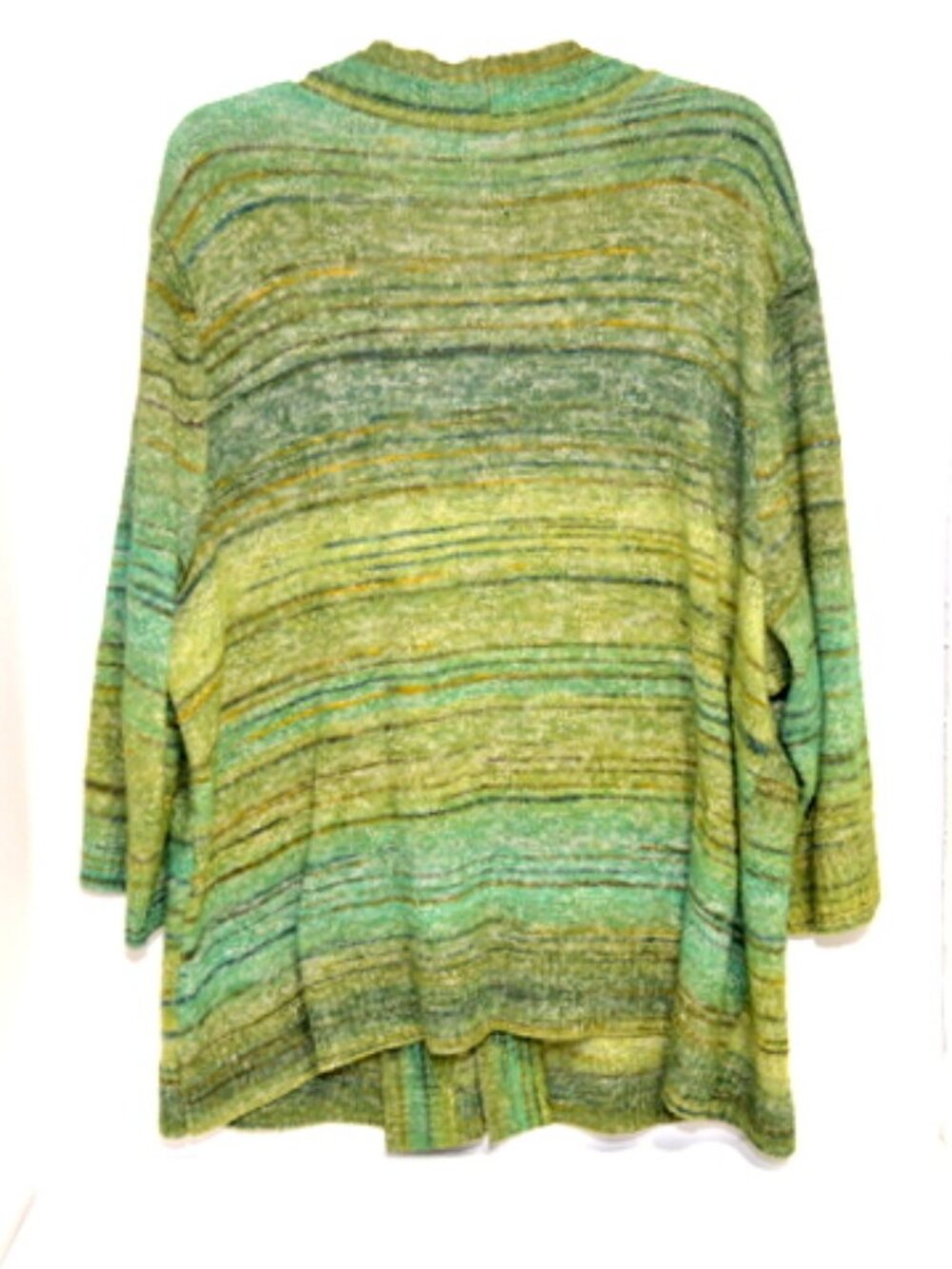 CJ Banks Women’s Green 3/4 Sleeve Deep V Neck Sweater - Picture 2 of 5